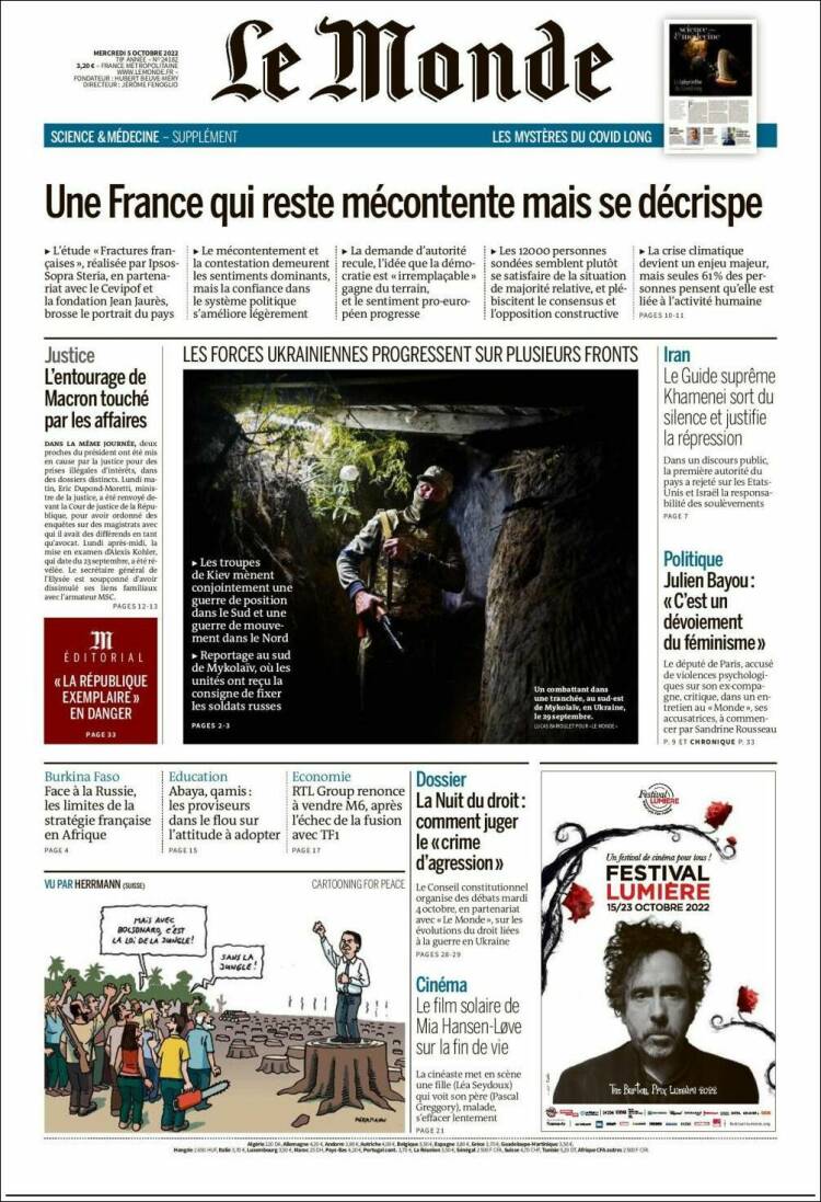 Portada de Le Monde (Francia)