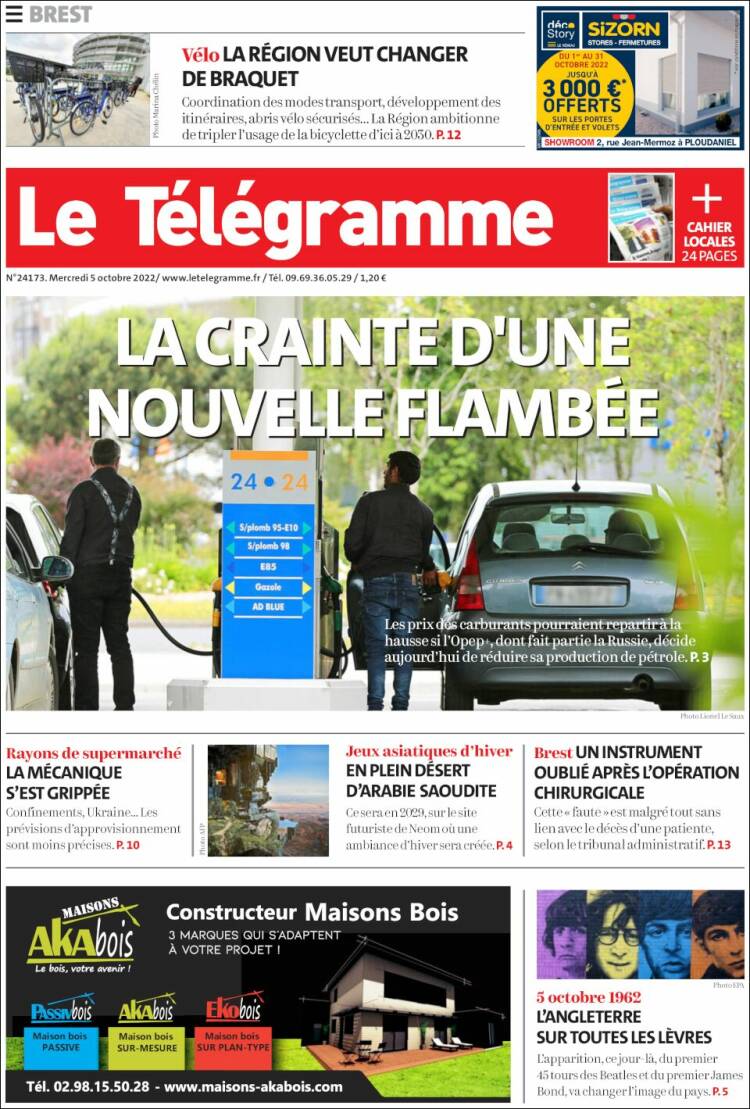 Portada de Télégramme (Francia)