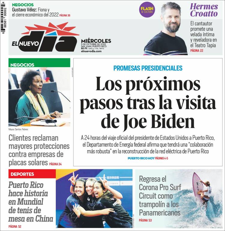Portada de El Nuevo Día (Puerto Rico)