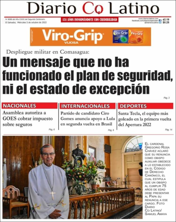 Portada de Diario Co Latino (El Salvador)