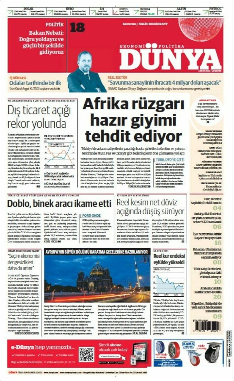 Portada de Dünya (Turqu&iacute;a)
