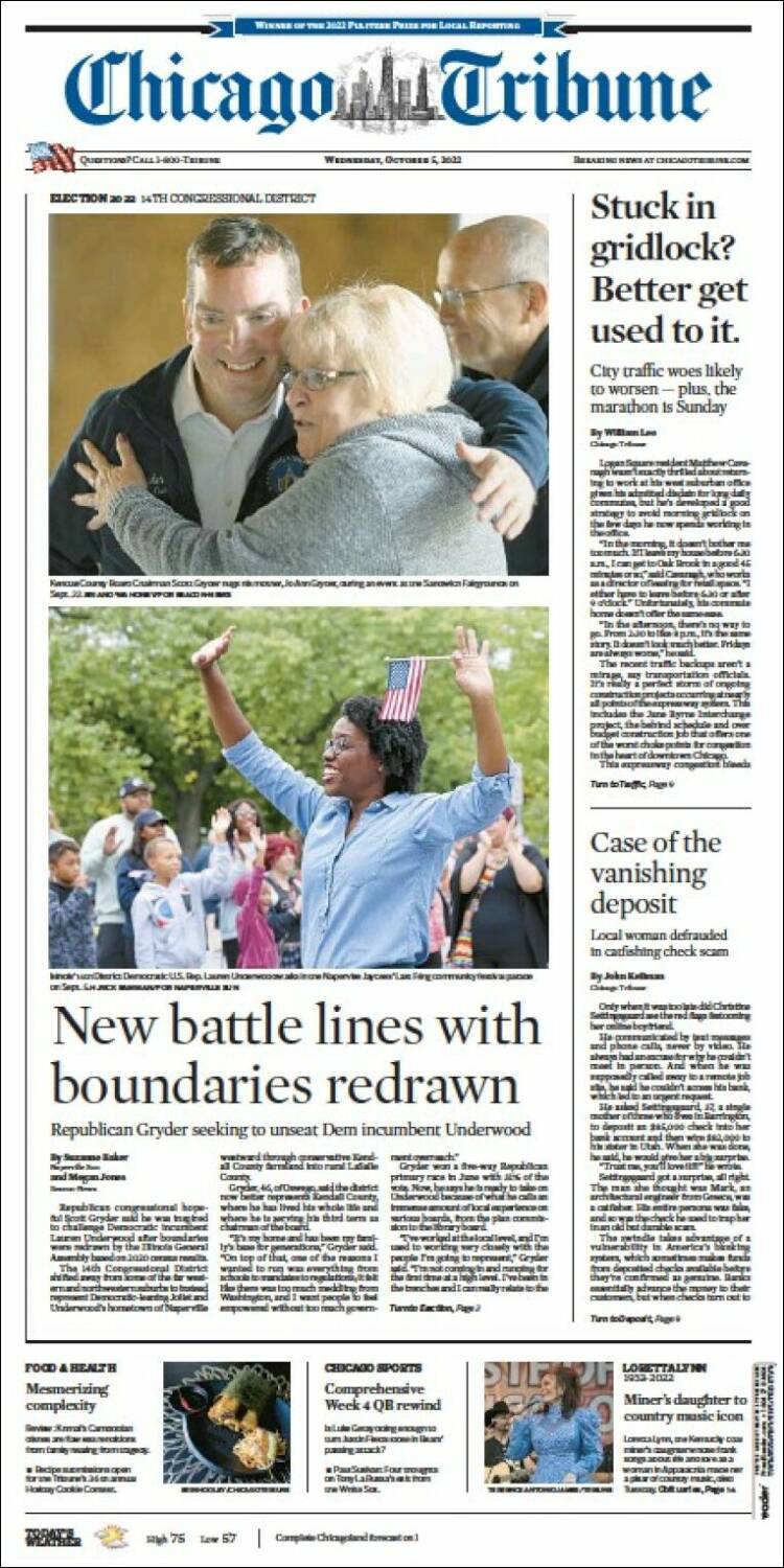 Portada de Chicago Tribune (USA)