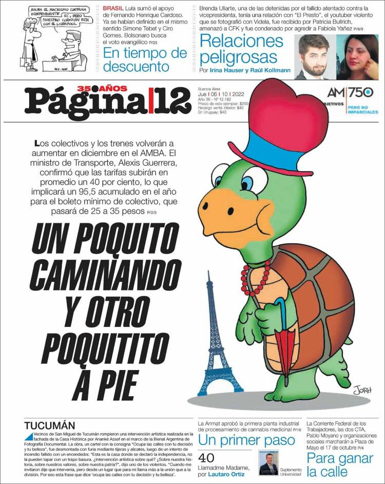 Portada de Página/12 (Argentina)