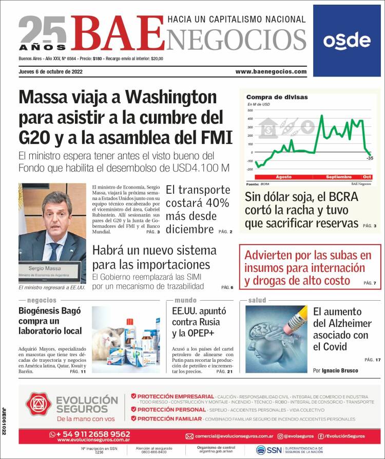 Portada de Buenos Aires Económico (Argentina)