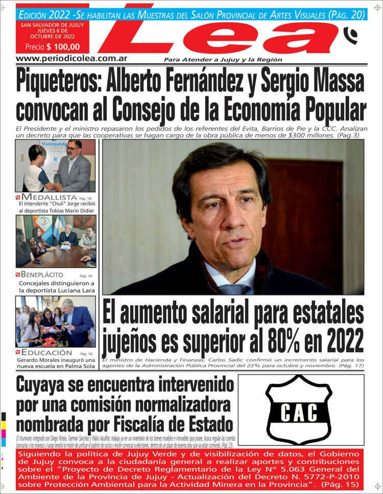 Portada de Periódico Lea (Argentine)