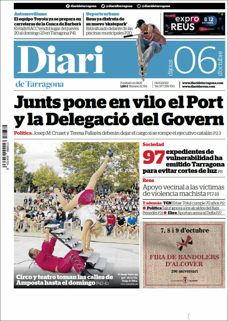 Portada de Diari de Tarragona (España)