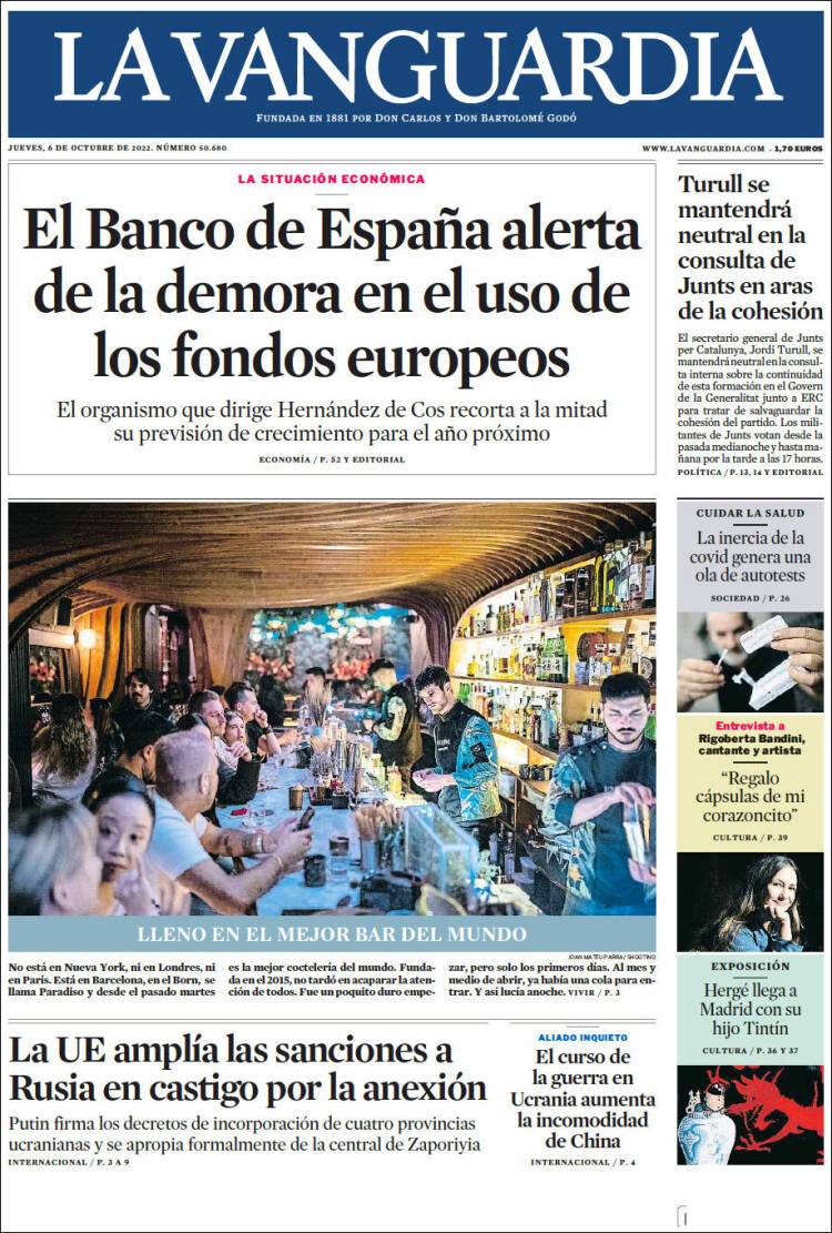 Portada de La Vanguardia (España)