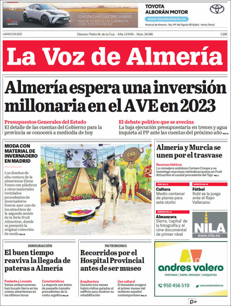 Portada de La Voz de Almería (España)