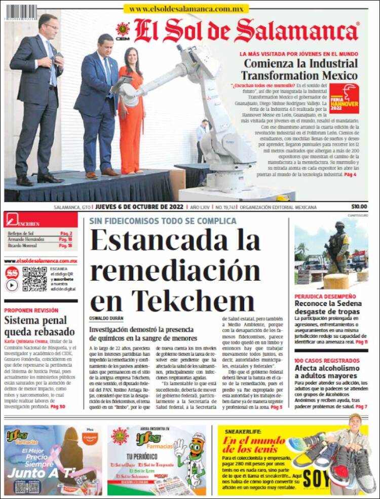 Portada de El Sol de Salamanca (México)