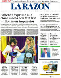 Portada de La Razón (España)