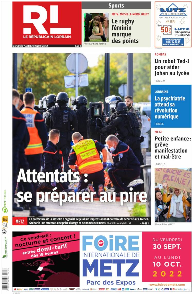 Portada de Le Republicain Lorrain (Francia)