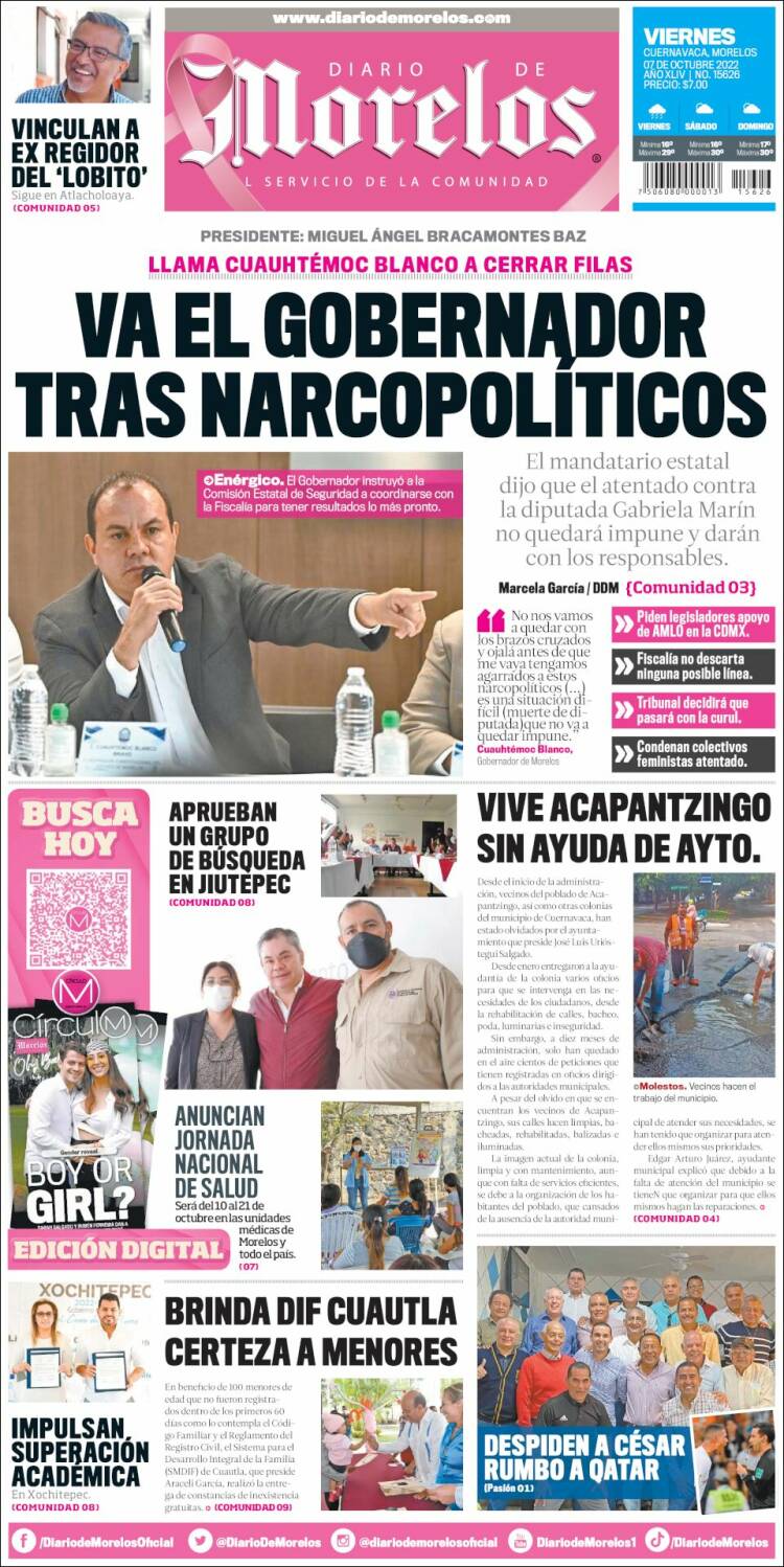 Portada de Diario de Morelos (Mexico)