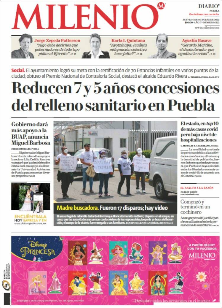 Portada de Milenio de Puebla (Mexico)