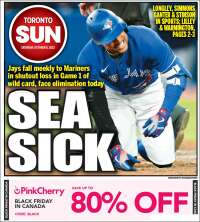 Portada de The Toronto Sun (Canadá)