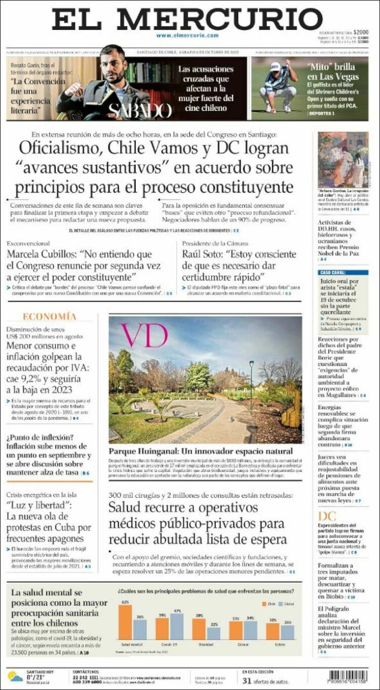 Portada de El Mercurio (Chile)