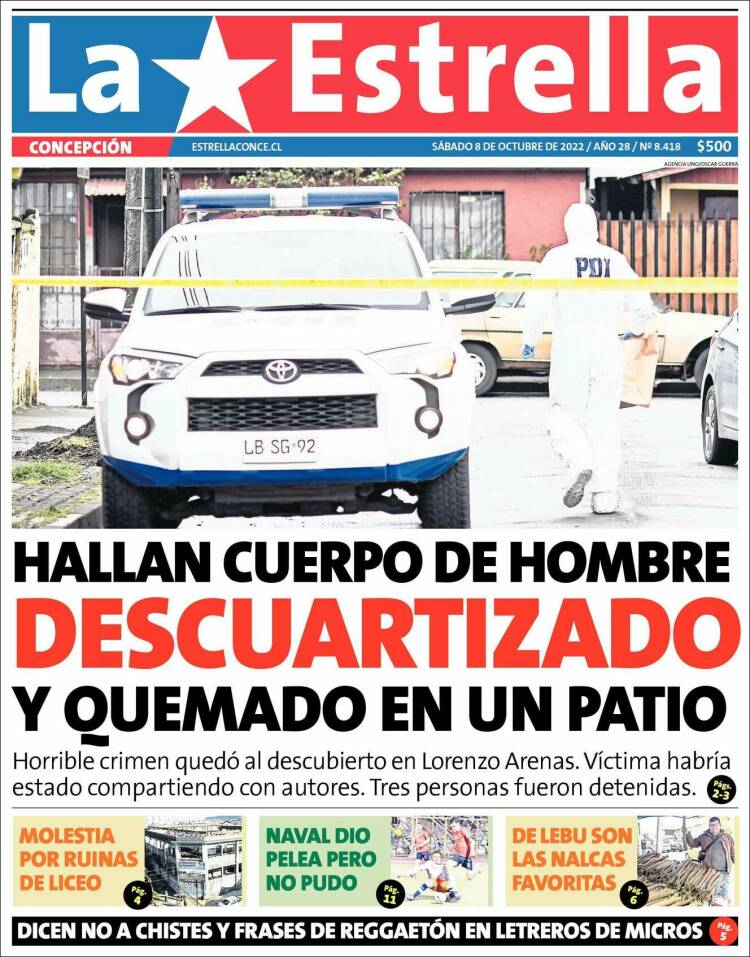 Portada de La Estrella de Concepción (Chile)