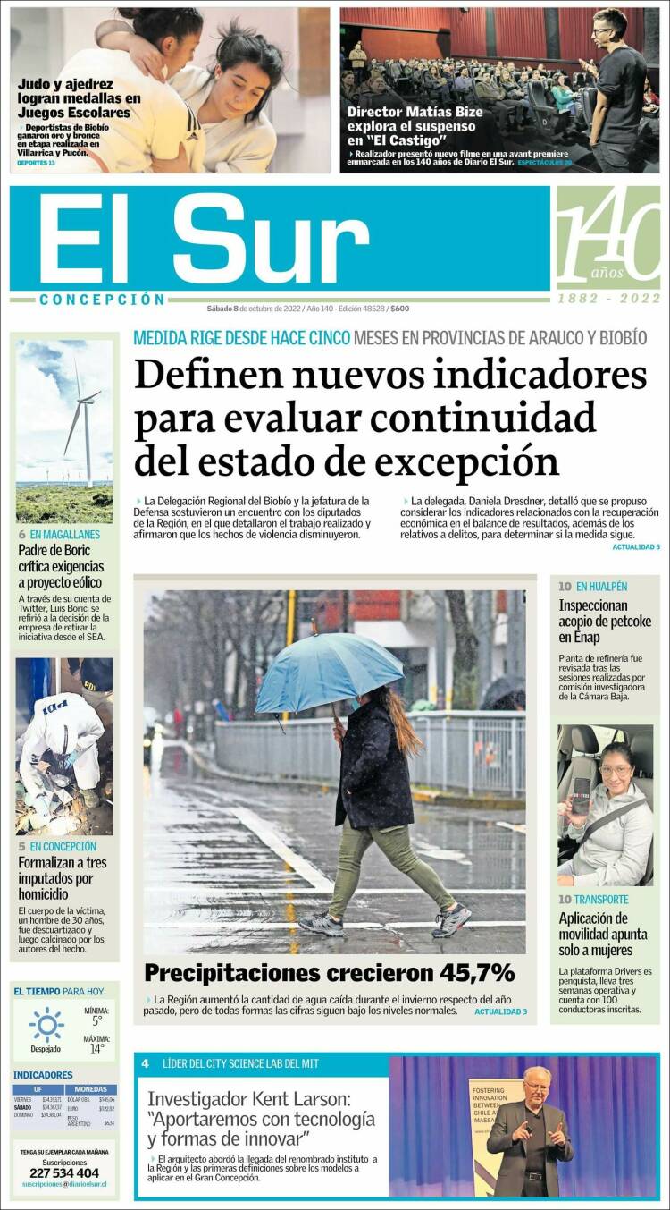 Portada de El Sur (Chile)