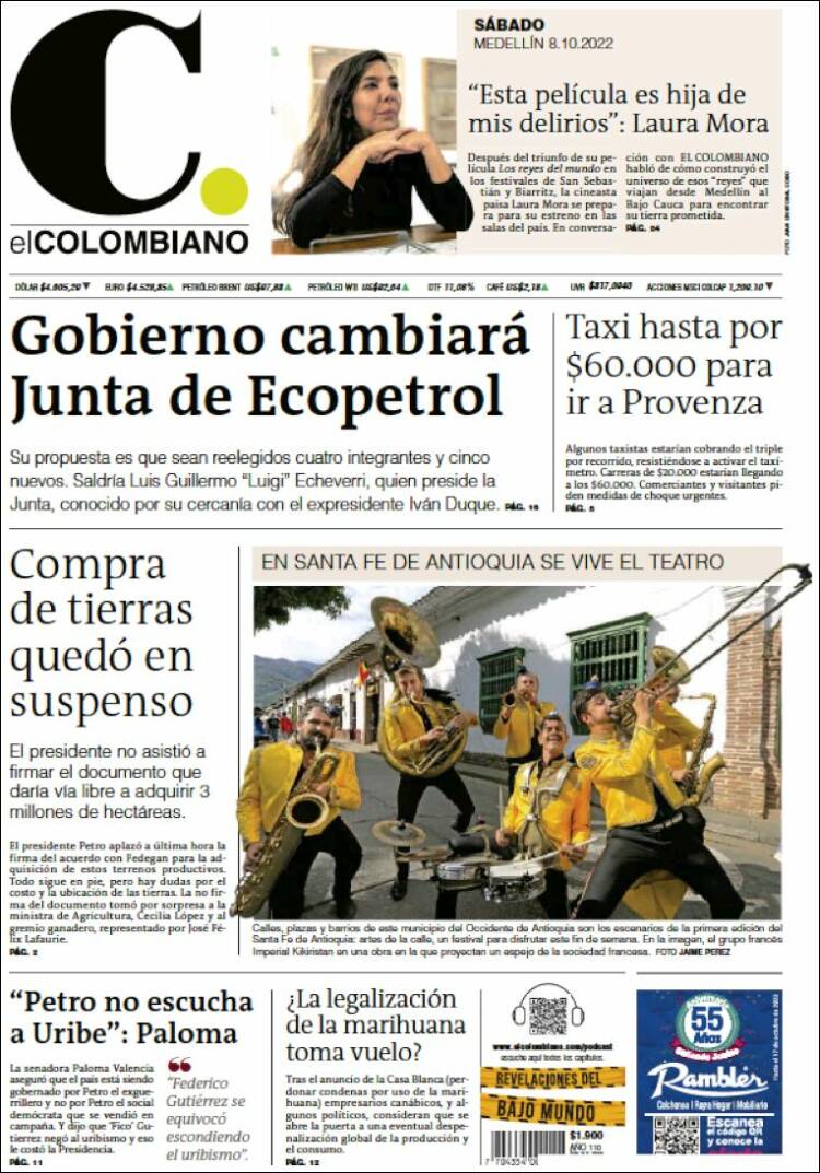 Portada de El Colombiano (Colombia)