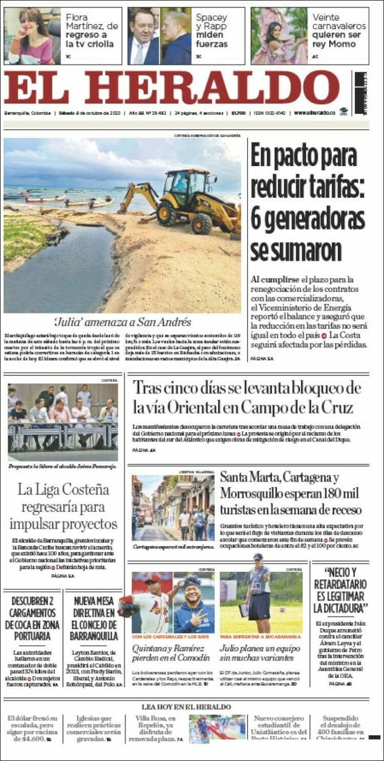 Portada de El Heraldo (Colombia)