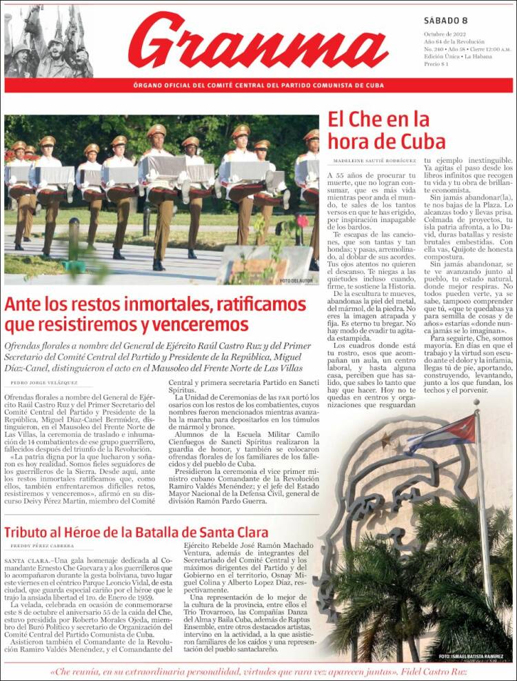 Portada de Granma (Cuba)