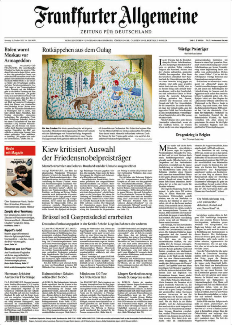 Portada de Frankfurter Allgemeine (Alemania)
