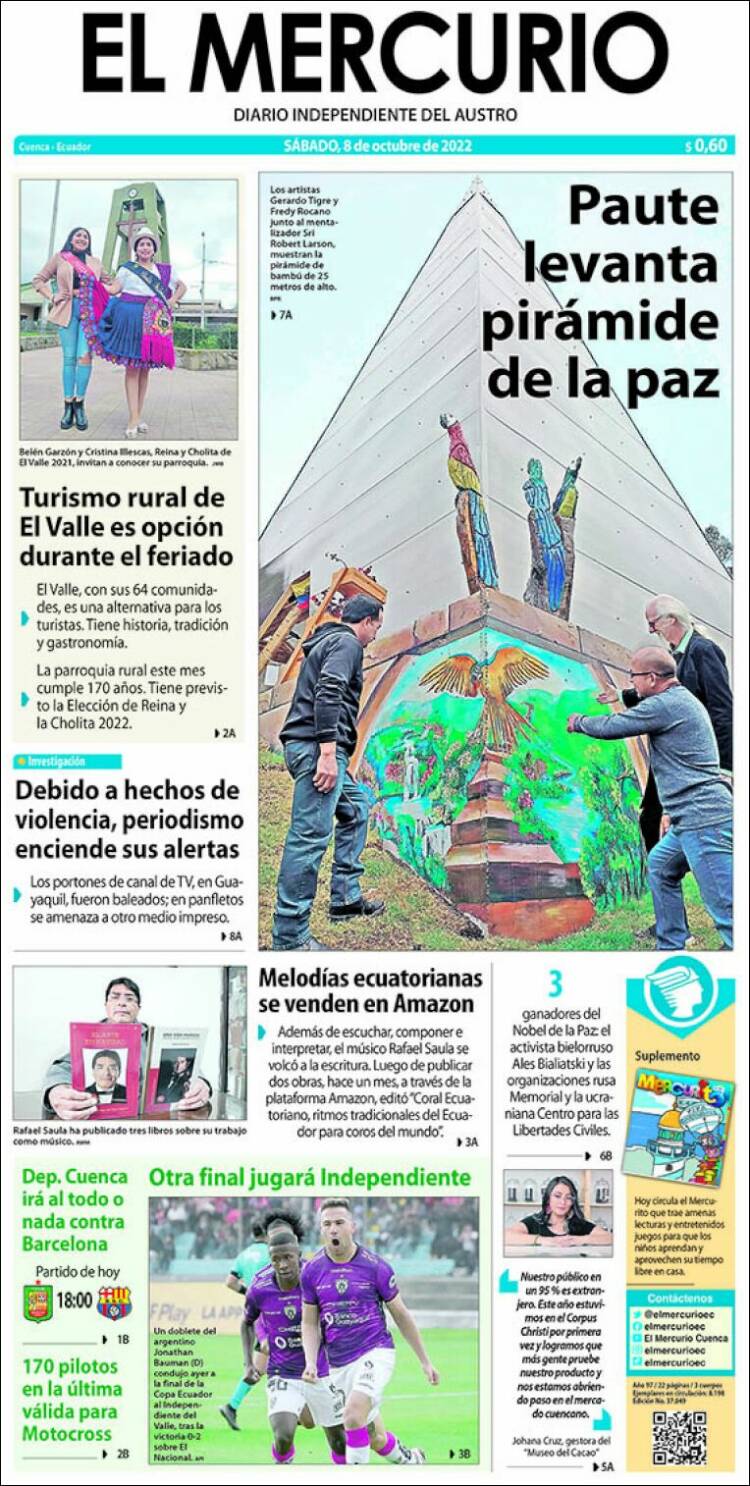 Portada de Diario El Mercurio (Ecuador)