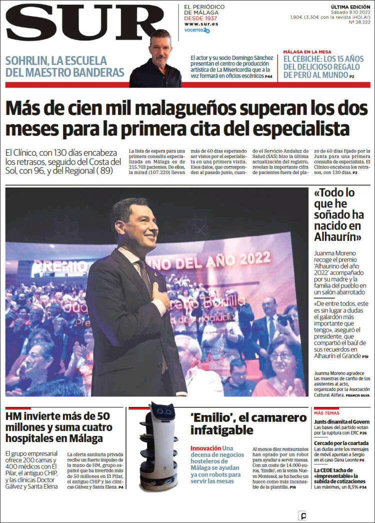 Portada de Diario el Sur (España)