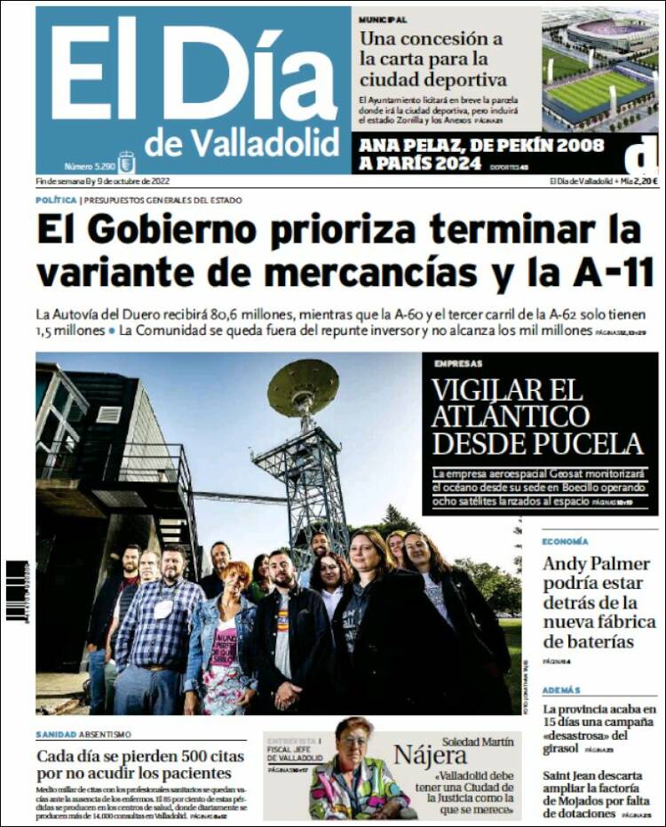 Portada de El Día de Valladolid (España)