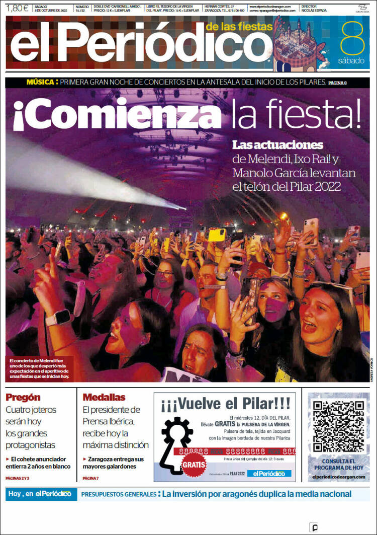 Portada de El Periódico de Aragón (España)