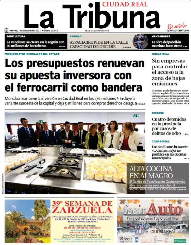 Portada de La Tribuna de Ciudad Real (España)