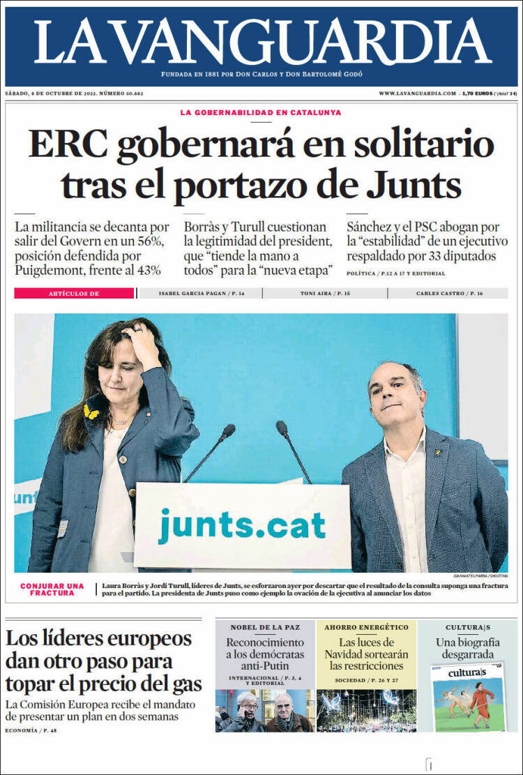 Portada de La Vanguardia (España)