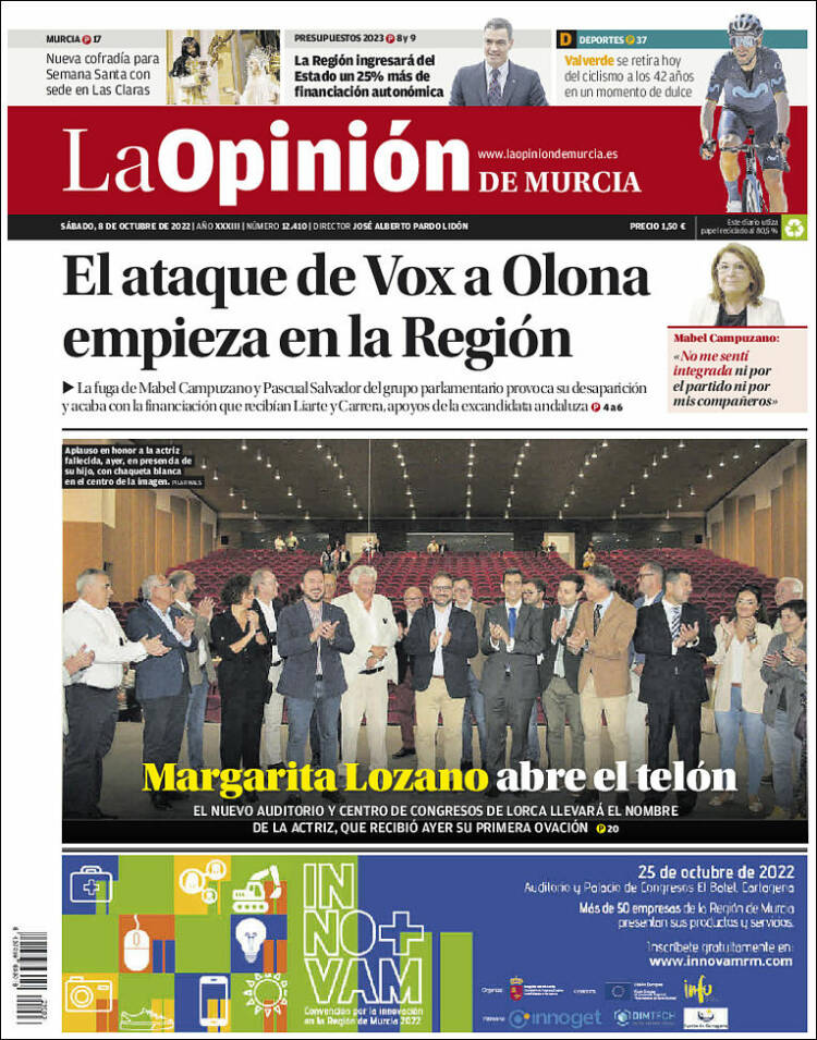 Portada de La Opinión de Murcia (España)