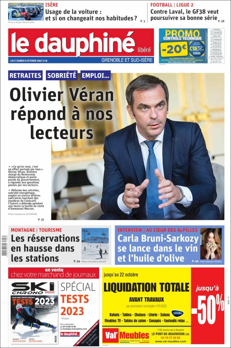 Portada de Le Dauphiné Libéré (Francia)