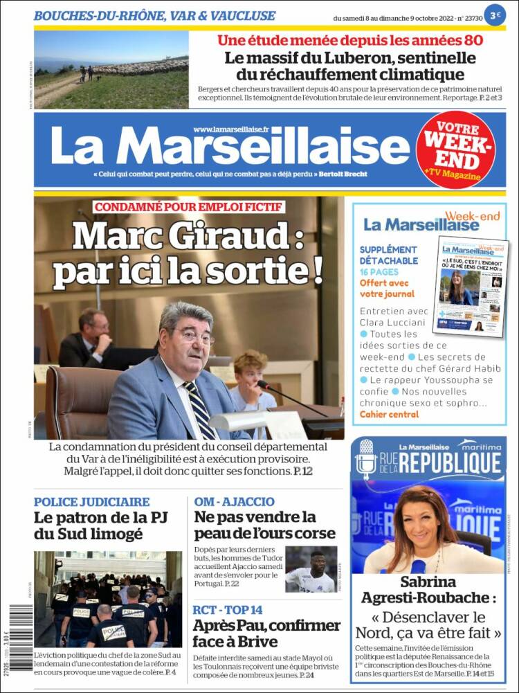Portada de La Marseillaise (Francia)
