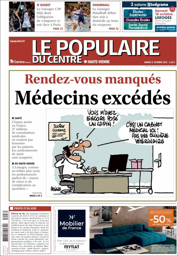 Portada de Le Populaire du Centre (Francia)