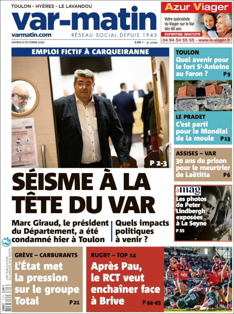 Portada de Var-Matin (Francia)