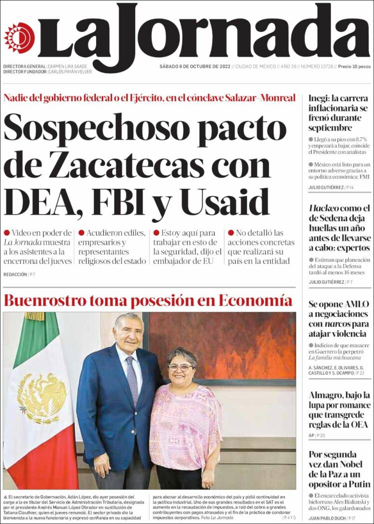 Portada de La Jornada (México)