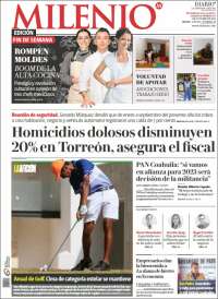 Portada de Milenio - Laguna (México)