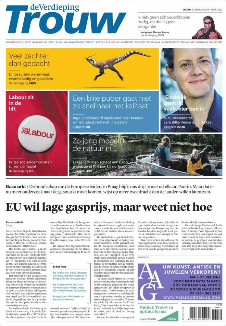 Portada de Trouw (Pa&iacute;ses Bajos)