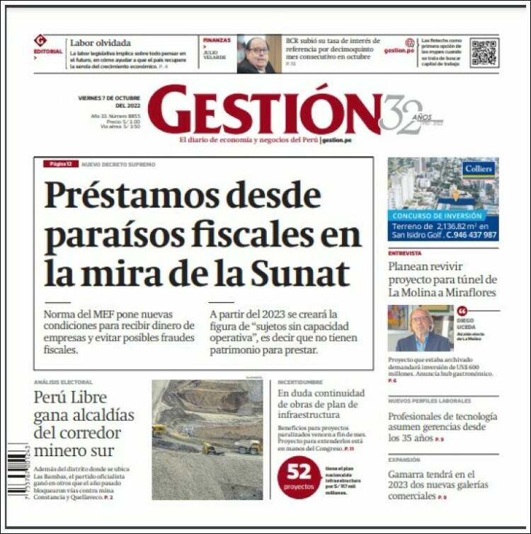 Portada de Diario Gestión (Per&uacute;)