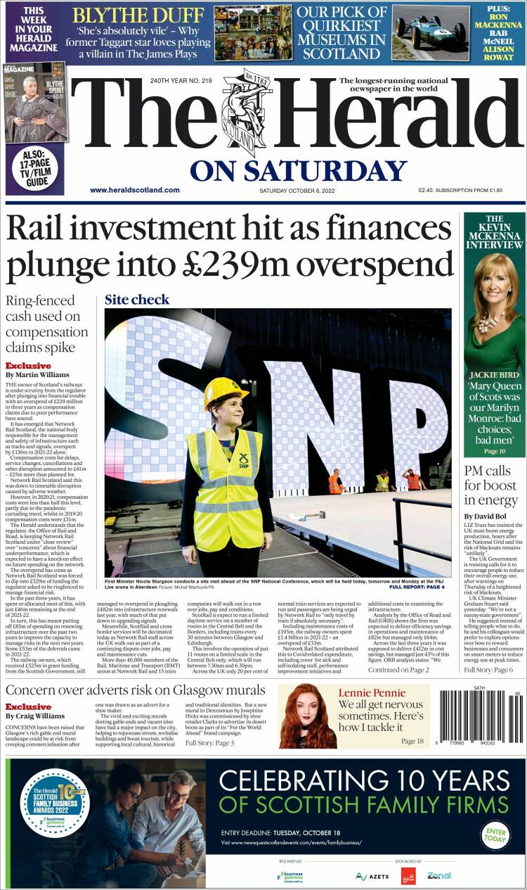 Portada de The Herald (Reino Unido)