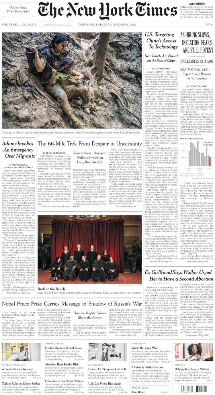 Portada de New York Times (USA)