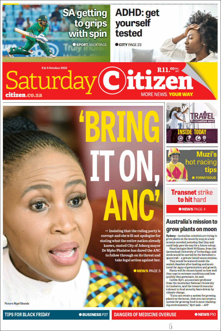 Portada de The Citizen (Sud&aacute;frica)