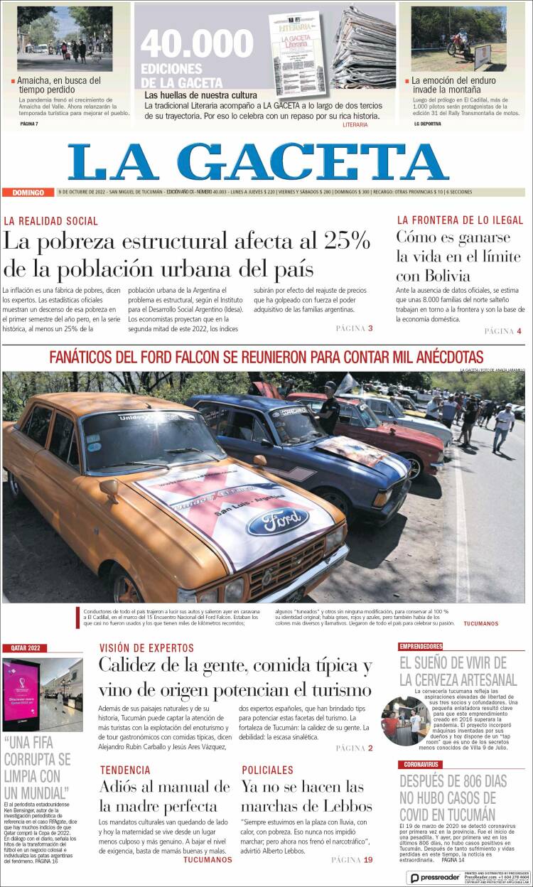 Portada de La Gaceta (Argentina)