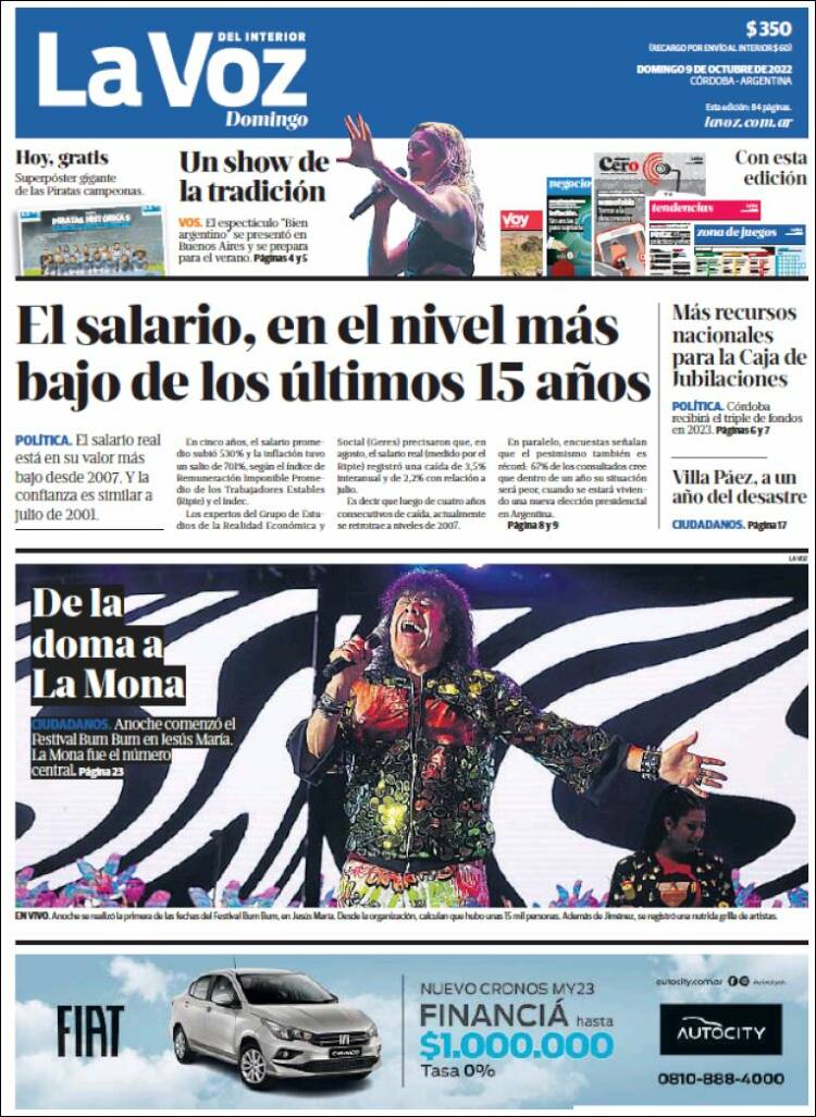Portada de La Voz del Interior (Argentina)