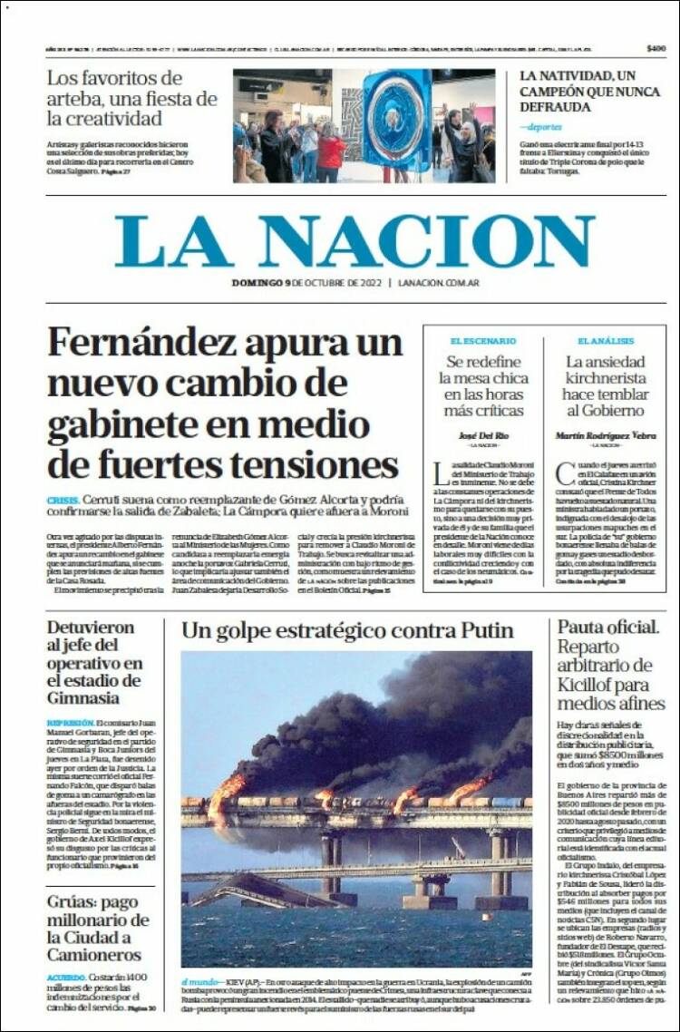 Portada de La Nación (Argentina)