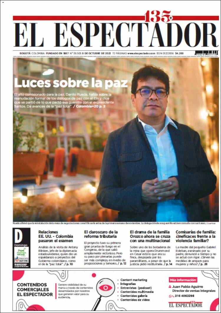 Portada de El Espectador (Colombia)