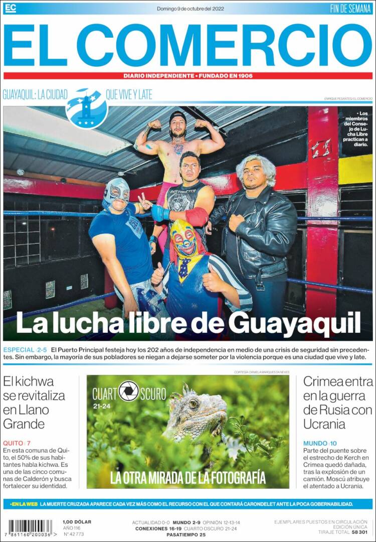 Portada de El Comercio (Ecuador)