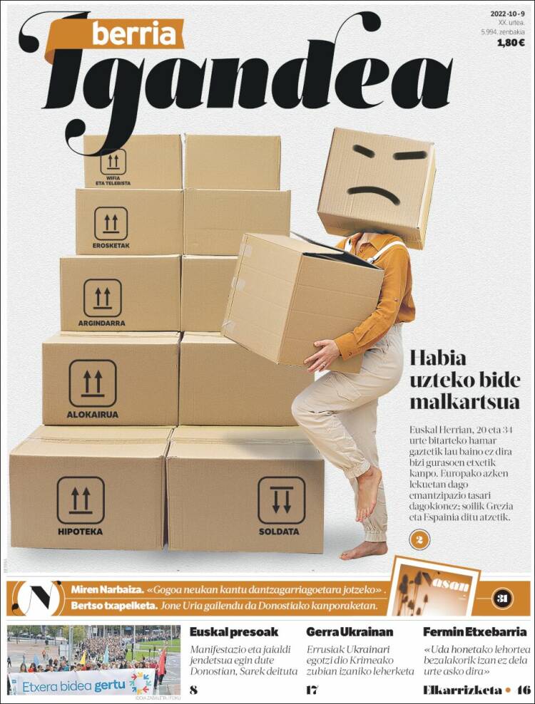 Portada de Berria (Espa&ntilde;a)