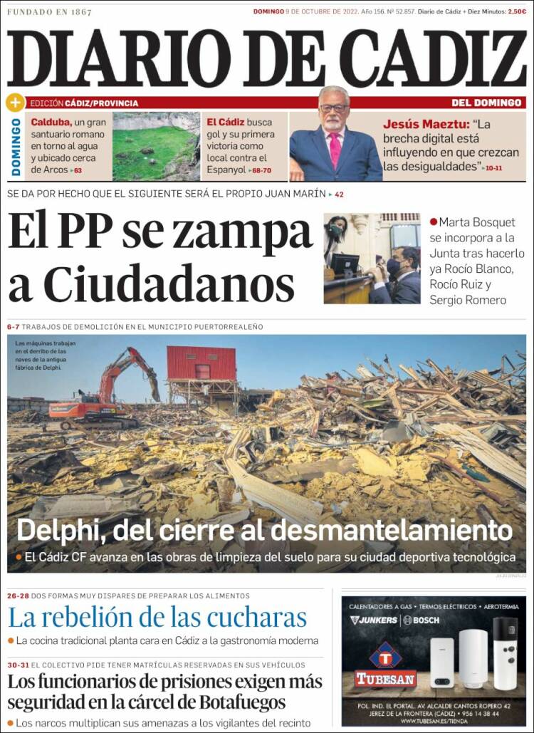 Portada de Diario de Cádiz (Espa&ntilde;a)